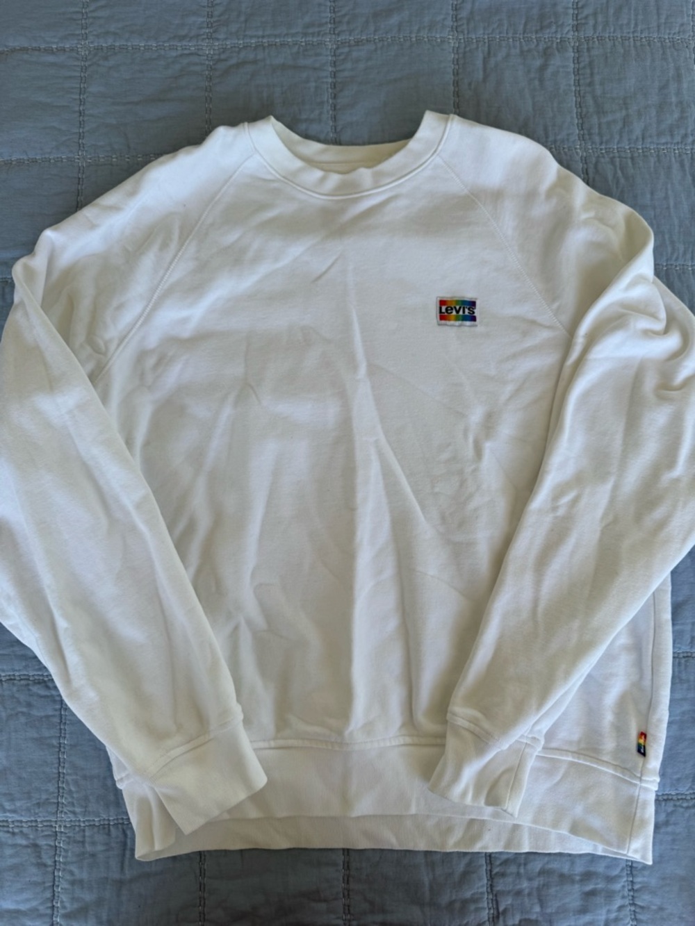 Levi's White Crewneck Sweatshirt with Rainbow Patch